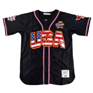 Headgear Classics Mens USA Trump 2024 Baseball Jersey Black HGC191-BAJ-02 Medium
